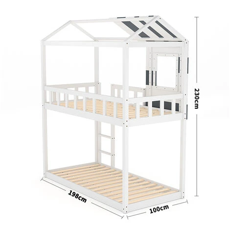 Livingandhome Modern Bunk Bed Slatted Board House Shaped 7 Livingandhome Modern Bunk Bed Slatted Board House Shaped - Image 5