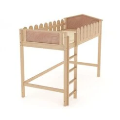 Livingandhome Pine Wood Loft Bed For Kids Room With Fence Rails 10 Livingandhome Pine Wood Loft Bed For Kids Room With Fence Rails -Children Furniture Store 74461237 4