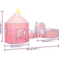 Children Play Tent Pink 301x120x128 Cm VidaXL -Children Furniture Store 75074424 3