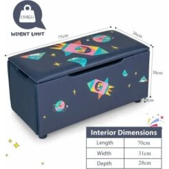 COSTWAY Kids Toy Storage Box, Upholstered Children Organizer Chest With Removable Lid, Handle And Adjustable Legs, Storage Ottoman Bench For Bedroom, Nursery, Playroom (Navy Blue) 11 COSTWAY Kids Toy Storage Box, Upholstered Children Organizer Chest With Removable Lid, Handle And Adjustable Legs, Storage Ottoman Bench For Bedroom, Nursery, Playroom (Navy Blue) -Children Furniture Store 75248311 5