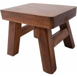 Small Wooden Step Stool For Kids, Non-Slip Square Seat For Kitchen, Bathroom (Dark Coffee)