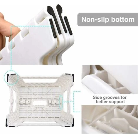Folding And Portable Stool For Kids And Adults, Small Plastic Foldable Step Stool, Non-Slip For Kitchen, Bathroom, Garden, Bedroom, 22cm, White 4 Folding And Portable Stool For Kids And Adults, Small Plastic Foldable Step Stool, Non-Slip For Kitchen, Bathroom, Garden, Bedroom, 22cm, White - Image 2