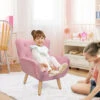 Pink Velvet Cute Child Armchair Childern Seat Wood Frame With Footrest Padding Foot Stool -Children Furniture Store 75532029 1