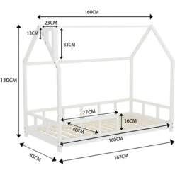 Livingandhome White Solid Pine Wood Frame House Double Kids Bedstead 10 Livingandhome White Solid Pine Wood Frame House Double Kids Bedstead -Children Furniture Store 76194361 4
