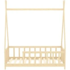 Livingandhome Kid Premium Wood House Bed Frame With Fence -Children Furniture Store 76194370 4