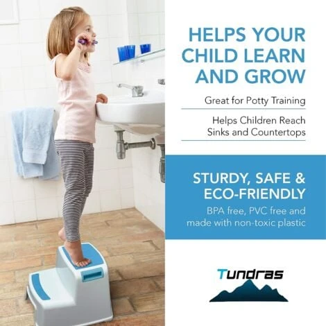Two Step Kids Step Stools , Blue - Child, Toddler Safety Steps For Bathroom, Kitchen And Toilet Potty Training - Non Slip Feet, Textured Friction Grip, 6 Two Step Kids Step Stools , Blue - Child, Toddler Safety Steps For Bathroom, Kitchen And Toilet Potty Training - Non Slip Feet, Textured Friction Grip, - Image 4