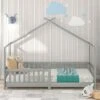 Children's Bed - Solid Wood With Fence And Slatted Frame - With Fall Protection For Children's And Teenagers' Rooms - Gray - 90 X 200 Cm -Children Furniture Store 76957207 1