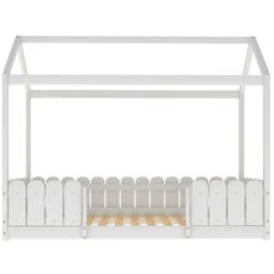 House Bed 90x200 Cm - Versatile Wooden Bed For Boys And Girls - With Fall Protection And Slatted Frame - White (without Mattress) 8 House Bed 90x200 Cm - Versatile Wooden Bed For Boys And Girls - With Fall Protection And Slatted Frame - White (without Mattress) -Children Furniture Store 76957230 3