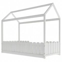 House Bed 90x200 Cm - Versatile Wooden Bed For Boys And Girls - With Fall Protection And Slatted Frame - White (without Mattress) 9 House Bed 90x200 Cm - Versatile Wooden Bed For Boys And Girls - With Fall Protection And Slatted Frame - White (without Mattress) -Children Furniture Store 76957230 4