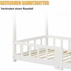 Children's Bed 90 X 200 Cm, Pine Wood Children's Bed, With Blackboard, Slatted Frame, Fall Protection, Made Of Pine Wood (without Mattress) -Children Furniture Store 76957510 4