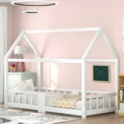 Children's Bed 90 X 200 Cm, Pine Wood Children's Bed, With Blackboard, Slatted Frame, Fall Protection, Made Of Pine Wood (without Mattress) -Children Furniture Store 76957510 5