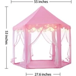 Kids Play Tent, Princess Castle Play Tent, Kids Indoor Playhouse, Large Girls Playhouse With LED Color String Lights -Children Furniture Store 77562287 4