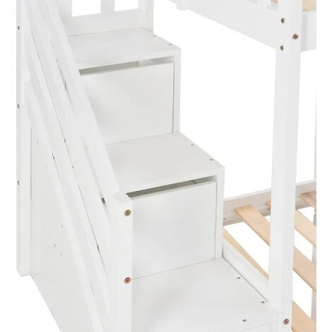 Bunk Bed With Stairs And Slide Children Bed With Drawer 90x190cm, White 6 Bunk Bed With Stairs And Slide Children Bed With Drawer 90x190cm, White - Image 4