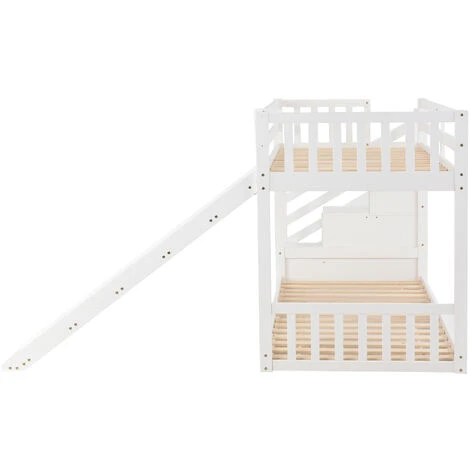 Bunk Bed With Stairs And Slide Children Bed With Drawer 90x190cm, White 7 Bunk Bed With Stairs And Slide Children Bed With Drawer 90x190cm, White - Image 5