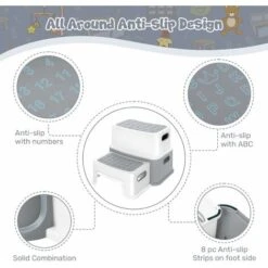 Devenirriche-Children's Step Stool, Children's Stool, Children's Stool 2 Step Non-Slip Toddler Step Stool For Bathroom / Potty Training / Kitchen -Children Furniture Store 77697247 4