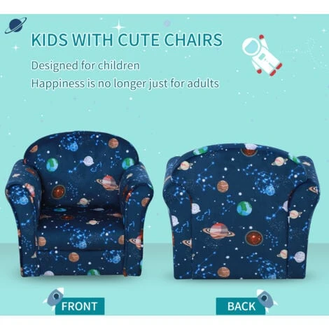 HOMCOM Kids Mini Armchair, Planet-Themed Chair W/ Wooden Frame, Non-Slip Feet 6 HOMCOM Kids Mini Armchair, Planet-Themed Chair W/ Wooden Frame, Non-Slip Feet - Image 4