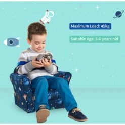 HOMCOM Kids Mini Armchair, Planet-Themed Chair W/ Wooden Frame, Non-Slip Feet 11 HOMCOM Kids Mini Armchair, Planet-Themed Chair W/ Wooden Frame, Non-Slip Feet -Children Furniture Store 77725294 5