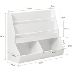 SoBuy Children Kids Bookcase Book Shelf Toy Shelf Storage Display Shelf With 2 Shelves And 2 Storage Compartments,KMB56-W -Children Furniture Store 77768777 5