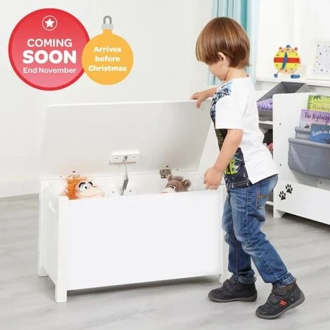 Kids Classic White Toy Box - Wooden - H475 X W680 X D375mm 3 Kids Classic White Toy Box - Wooden - H475 X W680 X D375mm