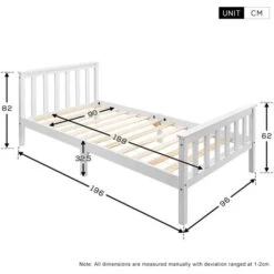 190 X 90 Cm Single Bed White 3ft Solid Pine Wooden Bed Frame For Adults, Kids, Bed Frame -Children Furniture Store 78601359 5
