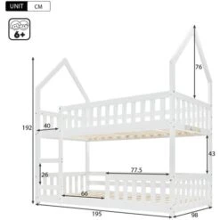 Bunk Bed House Bed Kid Bed 3FT Single Bed Wooden Bed Frame For Kids With Ladder And Guard Rail 90x190 Cm White 11 Bunk Bed House Bed Kid Bed 3FT Single Bed Wooden Bed Frame For Kids With Ladder And Guard Rail 90x190 Cm White -Children Furniture Store 79387313 5