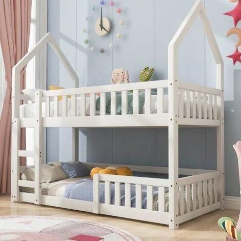 Children Bunk Bed, Twin Sleeper Bed With Ladder, 3 Ft Solid Wood Frame Single Bed, For Boy Girl Kids Bedroom Furniture 90 X 190 Cm White 3 Children Bunk Bed, Twin Sleeper Bed With Ladder, 3 Ft Solid Wood Frame Single Bed, For Boy Girl Kids Bedroom Furniture 90 X 190 Cm White