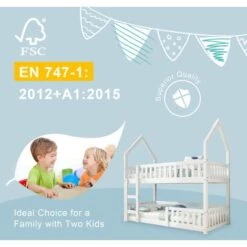 Children Bunk Bed, Twin Sleeper Bed With Ladder, 3 Ft Solid Wood Frame Single Bed, For Boy Girl Kids Bedroom Furniture 90 X 190 Cm White 10 Children Bunk Bed, Twin Sleeper Bed With Ladder, 3 Ft Solid Wood Frame Single Bed, For Boy Girl Kids Bedroom Furniture 90 X 190 Cm White -Children Furniture Store 79835053 4