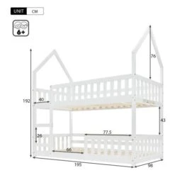 Children Bunk Bed, Twin Sleeper Bed With Ladder, 3 Ft Solid Wood Frame Single Bed, For Boy Girl Kids Bedroom Furniture 90 X 190 Cm White 11 Children Bunk Bed, Twin Sleeper Bed With Ladder, 3 Ft Solid Wood Frame Single Bed, For Boy Girl Kids Bedroom Furniture 90 X 190 Cm White -Children Furniture Store 79835053 5
