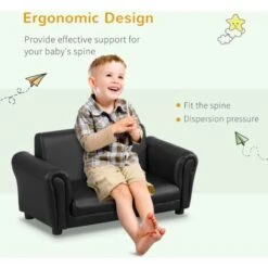 HOMCOM 2 Seater Toddler Chair Kids Twin Sofa Double Seat Armchair W/ Footstool Black 10 HOMCOM 2 Seater Toddler Chair Kids Twin Sofa Double Seat Armchair W/ Footstool Black -Children Furniture Store 8000844 4