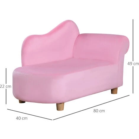 HOMCOM Kids Sofa Toddler Armchair Lounger Children Sofa Bed Bedroom Chair Pink 4 HOMCOM Kids Sofa Toddler Armchair Lounger Children Sofa Bed Bedroom Chair Pink - Image 2