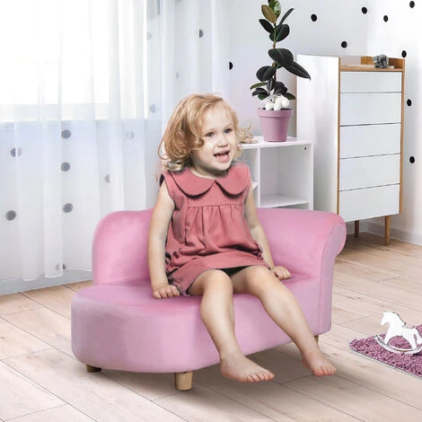 HOMCOM Kids Sofa Toddler Armchair Lounger Children Sofa Bed Bedroom Chair Pink 5 HOMCOM Kids Sofa Toddler Armchair Lounger Children Sofa Bed Bedroom Chair Pink - Image 3