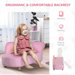 HOMCOM Kids Sofa Toddler Armchair Lounger Children Sofa Bed Bedroom Chair Pink 10 HOMCOM Kids Sofa Toddler Armchair Lounger Children Sofa Bed Bedroom Chair Pink -Children Furniture Store 8000875 4