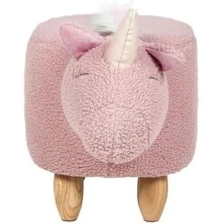 Modern Fabric Stool Nursery Children Room Solid Wood Legs Animal Pink Unicorn -Children Furniture Store 80145173 5