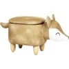 Modern Velvet Stool Orange Upholstery Storage Children Solid Wood Animal Fox -Children Furniture Store 80145229 1