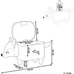 Modern Velvet Stool Orange Upholstery Storage Children Solid Wood Animal Fox -Children Furniture Store 80145229 3