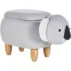 Modern Velvet Stool Grey Upholstery Storage Children Solid Wood Animal Coala -Children Furniture Store 80145238 1