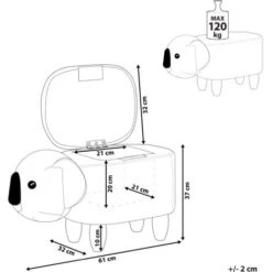 Modern Velvet Stool Grey Upholstery Storage Children Solid Wood Animal Coala -Children Furniture Store 80145238 3