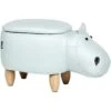 Modern Faux Leather Stool Light Blue Upholstery Storage Solid Wood Animal Hippo 2 Modern Faux Leather Stool Light Blue Upholstery Storage Solid Wood Animal Hippo -Children Furniture Store 80145264 1