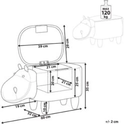 Modern Faux Leather Stool Light Blue Upholstery Storage Solid Wood Animal Hippo 9 Modern Faux Leather Stool Light Blue Upholstery Storage Solid Wood Animal Hippo -Children Furniture Store 80145264 3