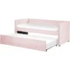 Trundle Bed Light Pink Glam Velvet Upholstery Slats EU Single Troyes 1 Trundle Bed Light Pink Glam Velvet Upholstery Slats EU Single Troyes -Children Furniture Store 80379792 1