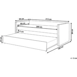 Trundle Bed Beige Glam Velvet Upholstery Slats EU Single Troyes -Children Furniture Store 80379801 3