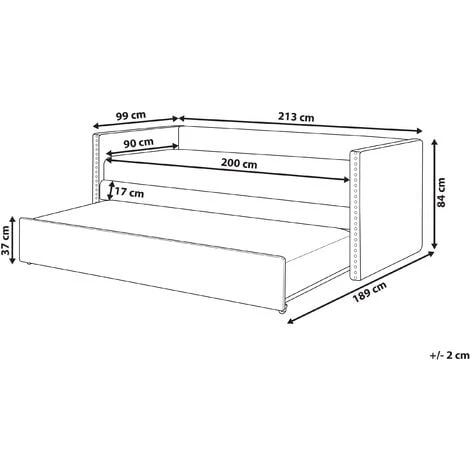 Trundle Bed Light Blue Glam Velvet Upholstery Slats EU Single Troyes 5 Trundle Bed Light Blue Glam Velvet Upholstery Slats EU Single Troyes - Image 3