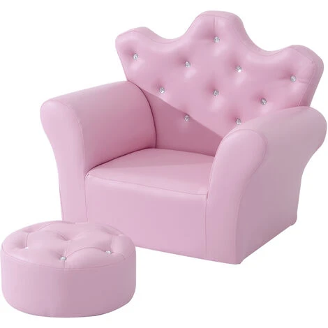 HOMCOM 2 PCS Kids Sofa And Ottoman Child Size Armchair For Girls Age 3 -5 Pink 3 HOMCOM 2 PCS Kids Sofa And Ottoman Child Size Armchair For Girls Age 3 -5 Pink