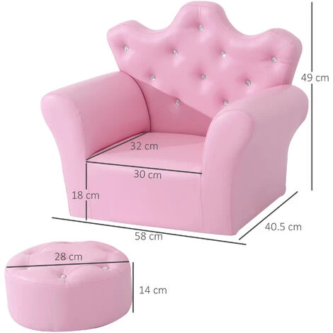 HOMCOM 2 PCS Kids Sofa And Ottoman Child Size Armchair For Girls Age 3 -5 Pink 4 HOMCOM 2 PCS Kids Sofa And Ottoman Child Size Armchair For Girls Age 3 -5 Pink - Image 2