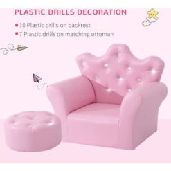 HOMCOM 2 PCS Kids Sofa And Ottoman Child Size Armchair For Girls Age 3 -5 Pink 11 HOMCOM 2 PCS Kids Sofa And Ottoman Child Size Armchair For Girls Age 3 -5 Pink -Children Furniture Store 8172352 5