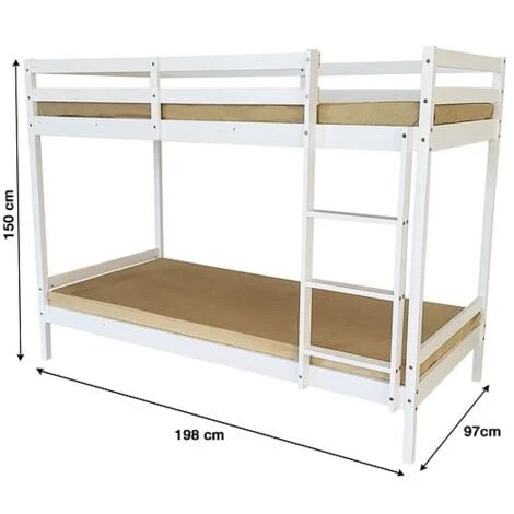 Mecor Bunk Bed (Frame Only) - White 4 Mecor Bunk Bed (Frame Only) - White - Image 2