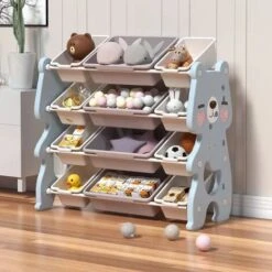 Livingandhome 4 Tier Kids Toy Storage Organizer With Detachable Bins Bookshelf