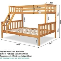Triple Bunk Bed Pine -Children Furniture Store 82865376 3