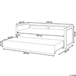 Corduroy Fabric EU Single Trundle Bed Frame Nailhead Trim 3ft Navy Blue Mimizan -Children Furniture Store 85748305 3