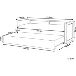 Modern Corduroy EU Single Trundle Bed Frame Nailhead Trim 3ft Dark Grey Mimizan -Children Furniture Store 85748309 3